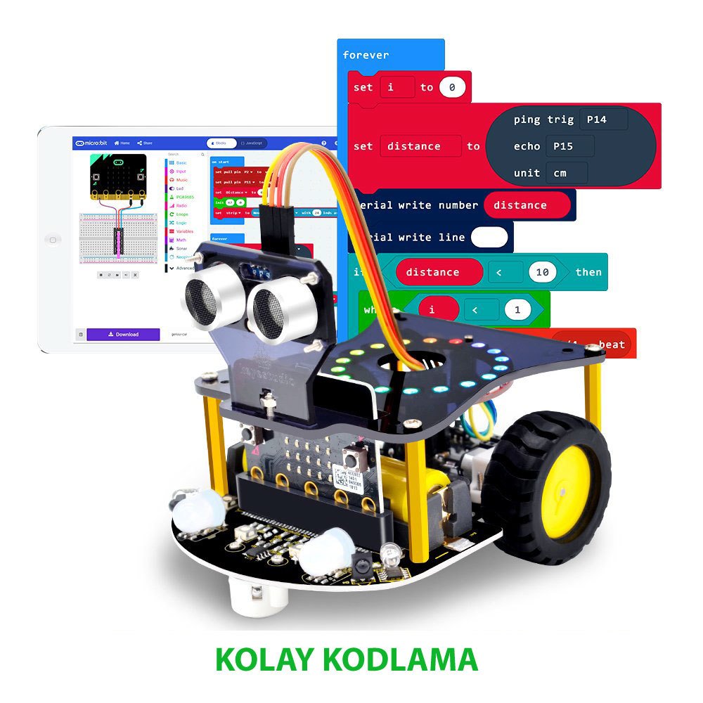 1c0a88042e Keyestudio Micro:Bit Mini Akıllı Robot Araba V2.0 (Micro:Bit Kartı Sete Dahil Değildir!) - Görsel 1